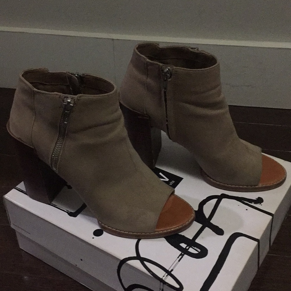 Dolce Vita suede open-toe bootie with block heel